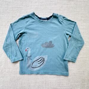 Hanna Andersson Light Blue Swan Graphic Long Sleeve Tee GUC 4